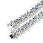 8mm Moissanite Blue&White Iced Cuban Bracelet