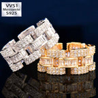 Moissanite Design Irregular Step Square Ring