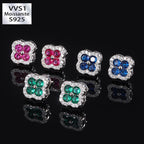 Moissanite Floral Colored Gemstone Earrings