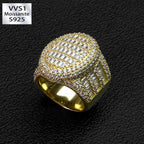 Moissanite step-cut square diamond round  ring