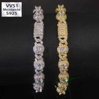 7.5mm Moissanite Hip Hop Round Bead Cuban Bracelet