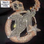 Moissanite Star Moon DT Letter Pendant