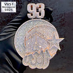 Custom Moissanite ALLAH Number 3D Pendant Smaller Version（In stock）