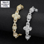 Moissanite Hip Hop Bubble Beads Clovers Bracelet