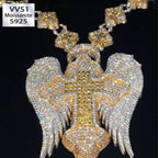 S925 Moissanite Winged Cross Pendant（Pendant only, chain not included.）