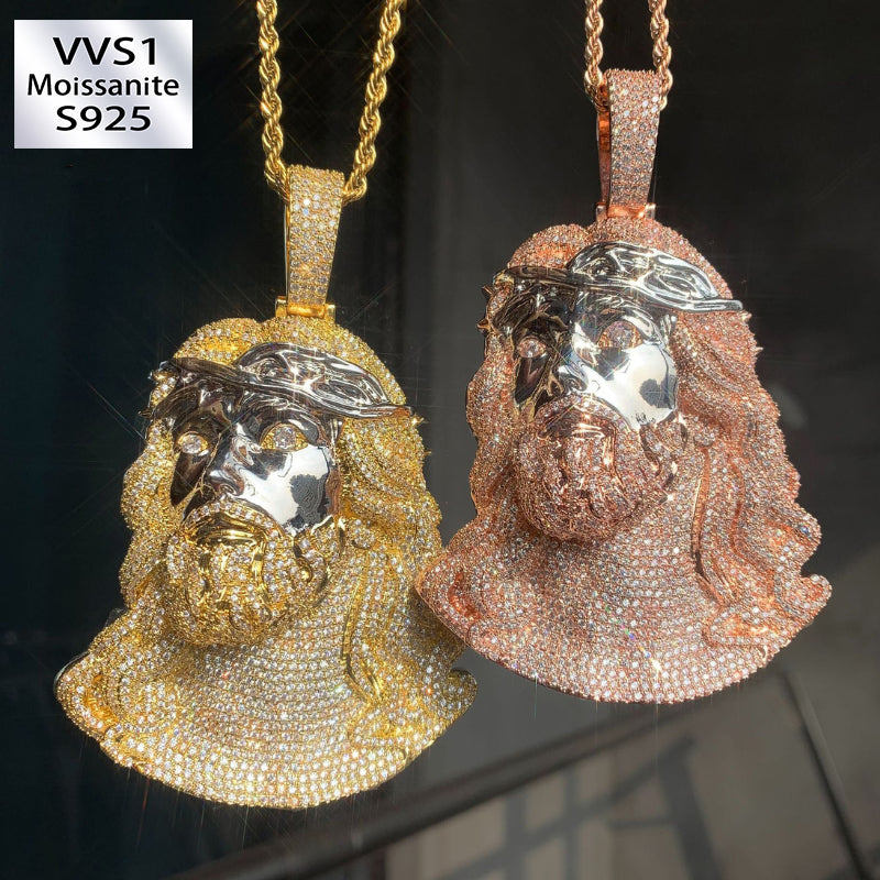 Moissanite Hip Hop Big Wave Jesus Pendant（In stock）