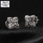 Moissanite Inlaid Gemstone Clovers Lucky Earrings