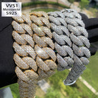 25mm Moissanite Hip Hop T Square Diagonal Buckle Crescent Design Cuban Chain