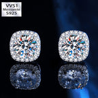 0.5CT/1CT/2CT Moissanite Square Rock Sugar Earrings
