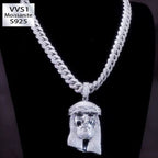 Moissanite Jesus Figure Pendant Set