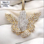 Moissante Butterfly Praying Hands Pendant