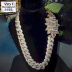 Moissanite "WOW" Letter Design Buckle 20mm Cuban Chain