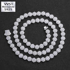 8.5mm Moissanite Geometric Hexagonal Rock Sugar Chain