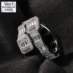 Moissanite Hip Hop Baguette Open Geometric Ring