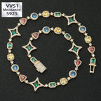 10mm Moissanite Hip Hop Colored Gemstone Chain