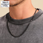 4mm/5mm  Black Moissanite Stones Tennis Chain in Black Gold