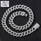 15mm Moissanite Bubble Micro inlay Cuban Chain