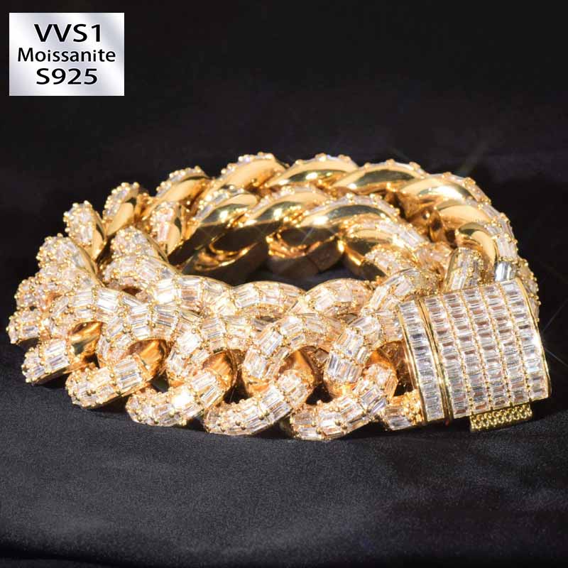 21mm Moissanite Trapezoid Diamond Cuban Chain