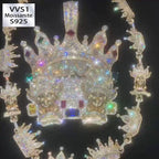 Moissanite Colored Gemstone Crown KING Pendant