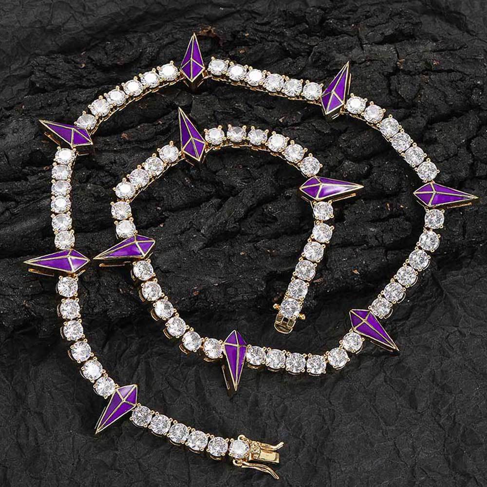 5mm Moissanite Purple Fight Tooth and Claw Tennis Chain