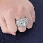 18K Gold Plated Moissanite Owl with Jewel Hip Hop Ring
