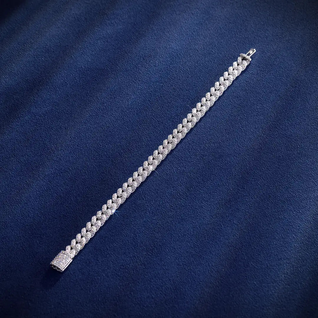 8mm Moissanite Cuban Link Bracelet in Yellow Gold