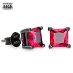 S925 Moissanite Ruby Diamond Stud Mens Earrings