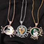 Chilled Custom Alphabet Picture Round Necklace Moissanite Pendant