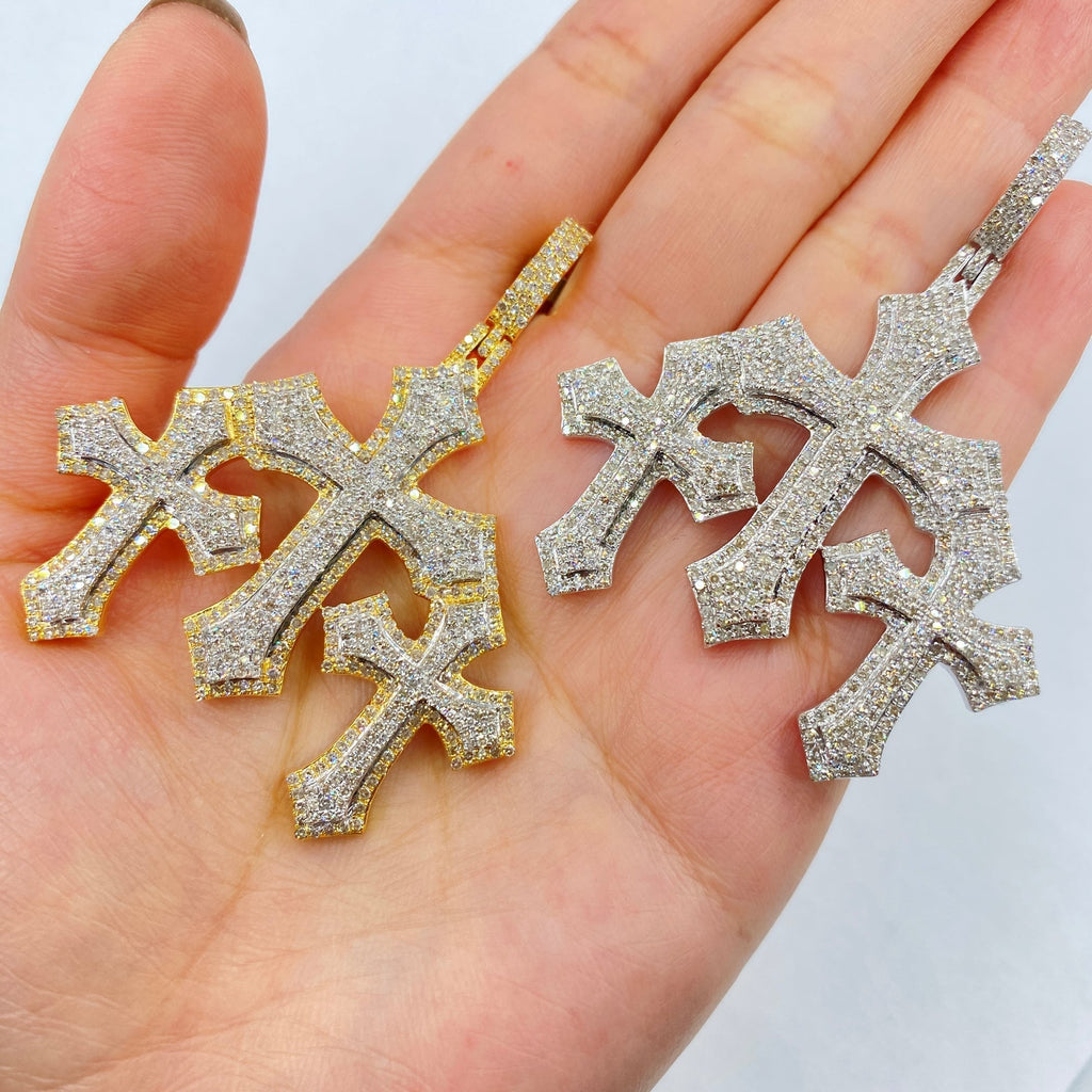Cross Moissanite Diamond Pendant Set