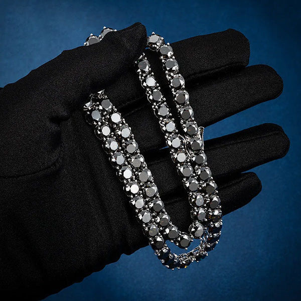 4mm Black Tennis Chain - 925 Silver Plated