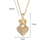 Iced Heart & Crown Pendant Necklace