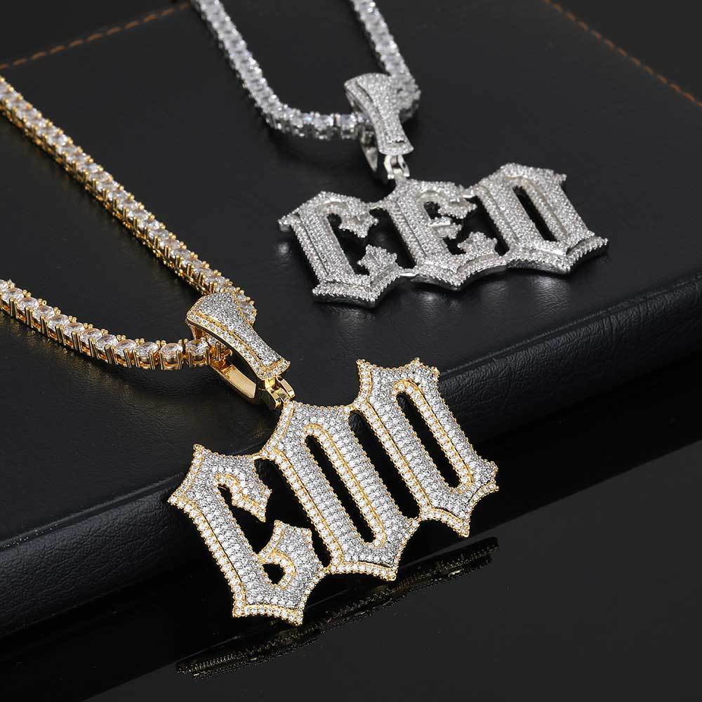 Ice Out Glitch Letters Custom Moissanite Pendant