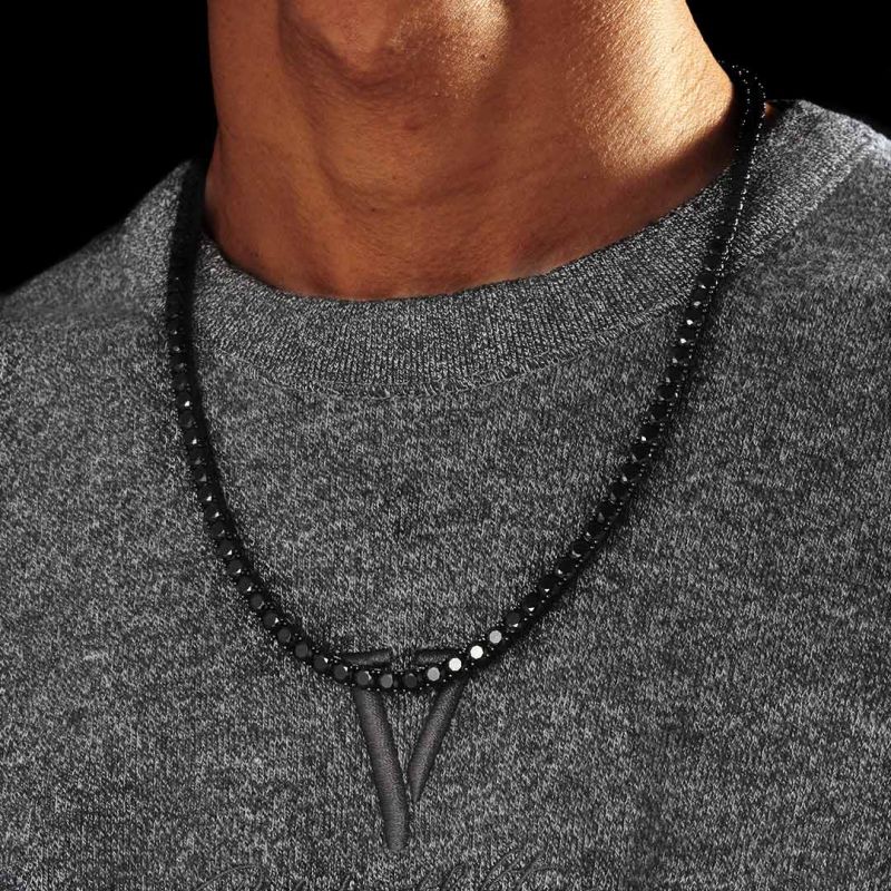 4mm/5mm  Black Moissanite Stones Tennis Chain in Black Gold