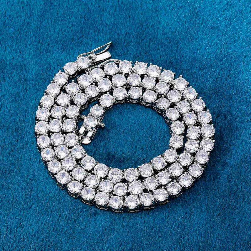 5mm Moissanite Tennis 18K White Gold Chain