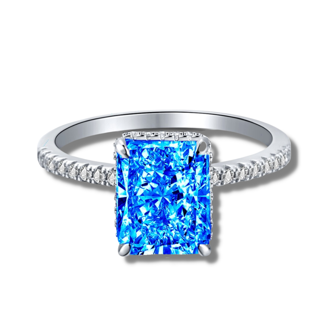S925 Advanced Ice Flower Cut Colorful Gem Ring