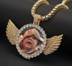 Moissanite Picture Chain With Wings - Personalize with Picture and Words