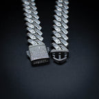 18mm Baguette Cuban Link Chain in White Gold