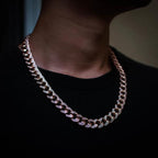 Moissanite Diamond Cuban Link Chain (12mm) in Rose Gold