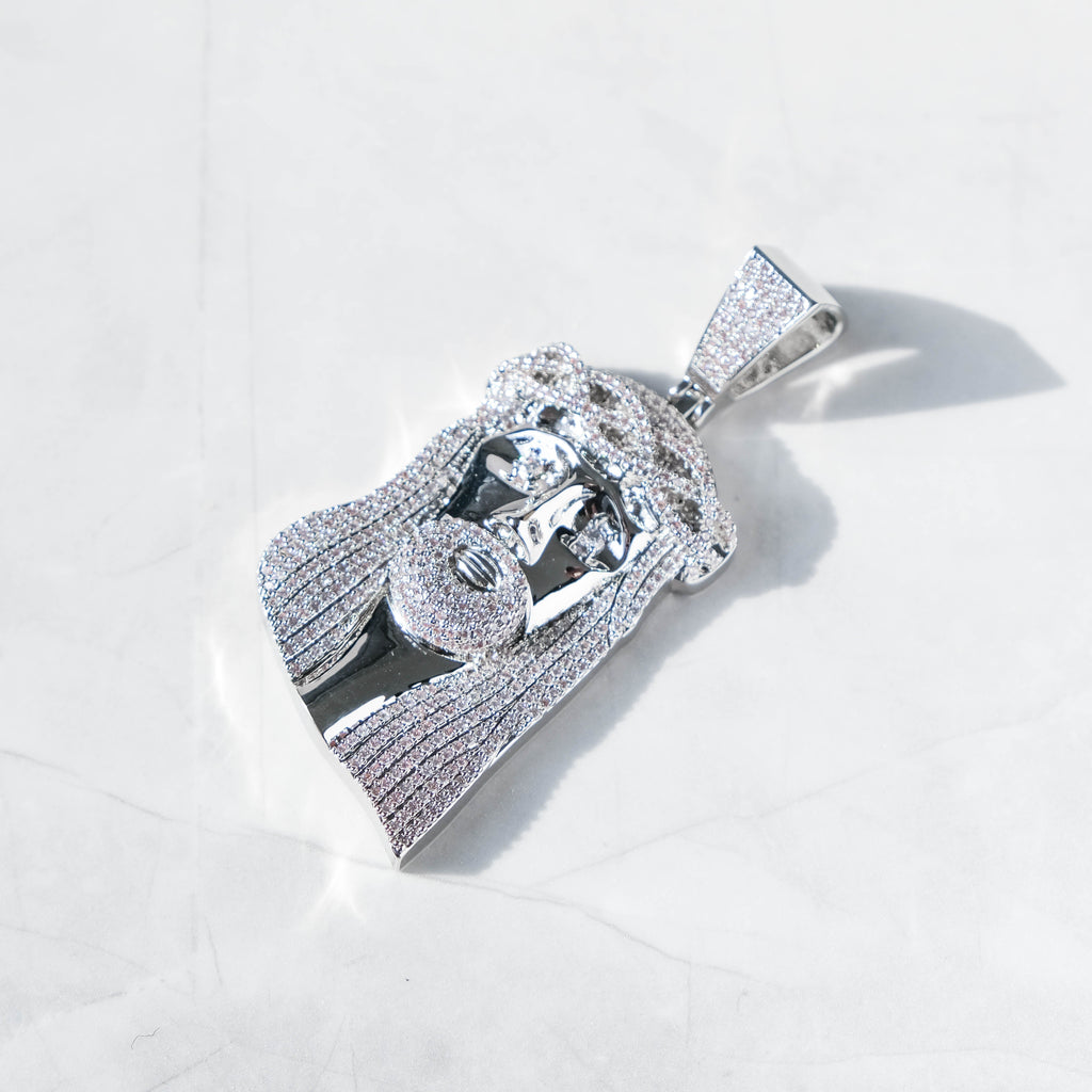 Big Jesus Piece Moissanite White Gold Pendant