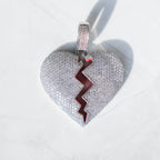Broken Heart White Gold Moissanite Pendant