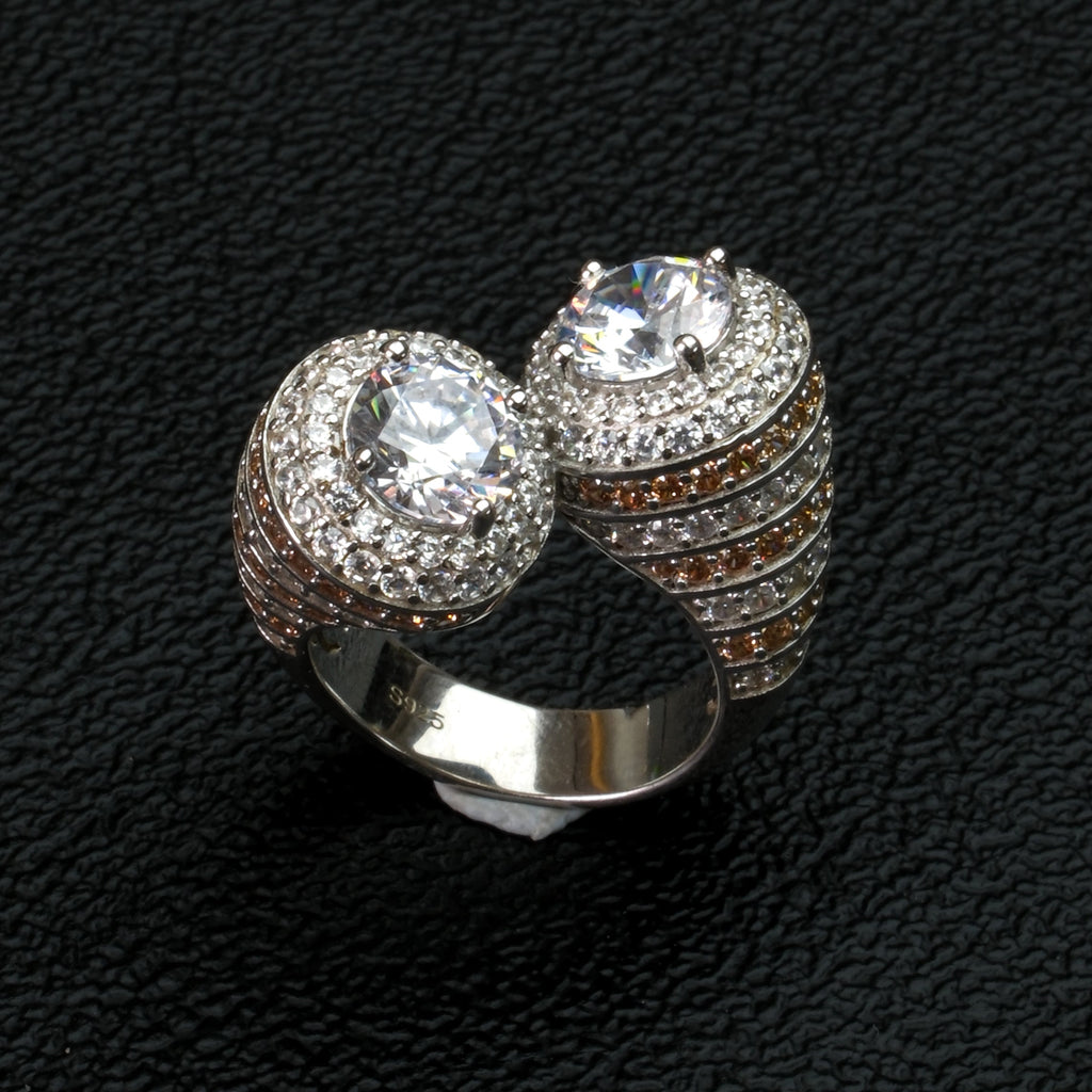Moissanite Crossed Cylinder Ring