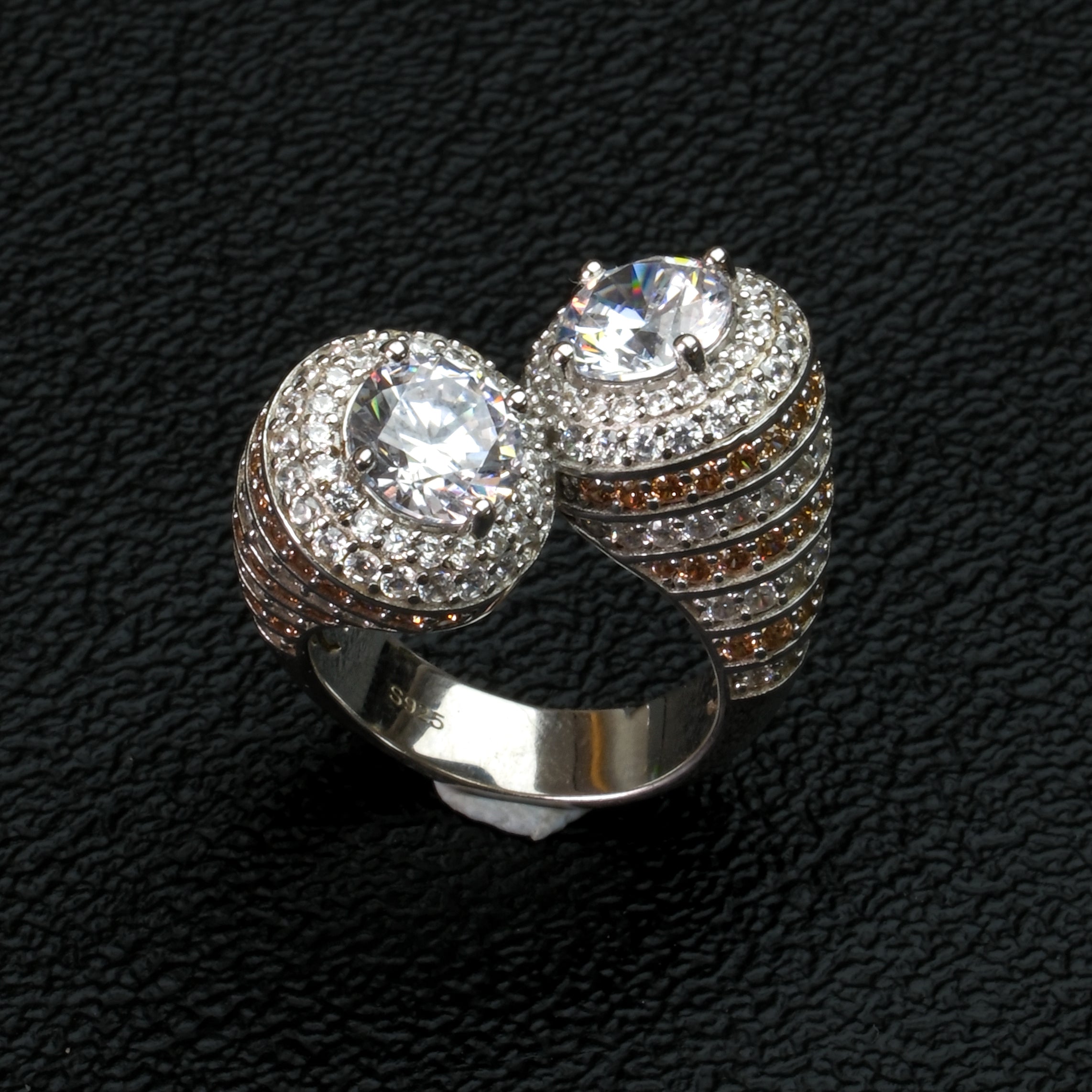 Moissanite Crossed Cylinder Ring
