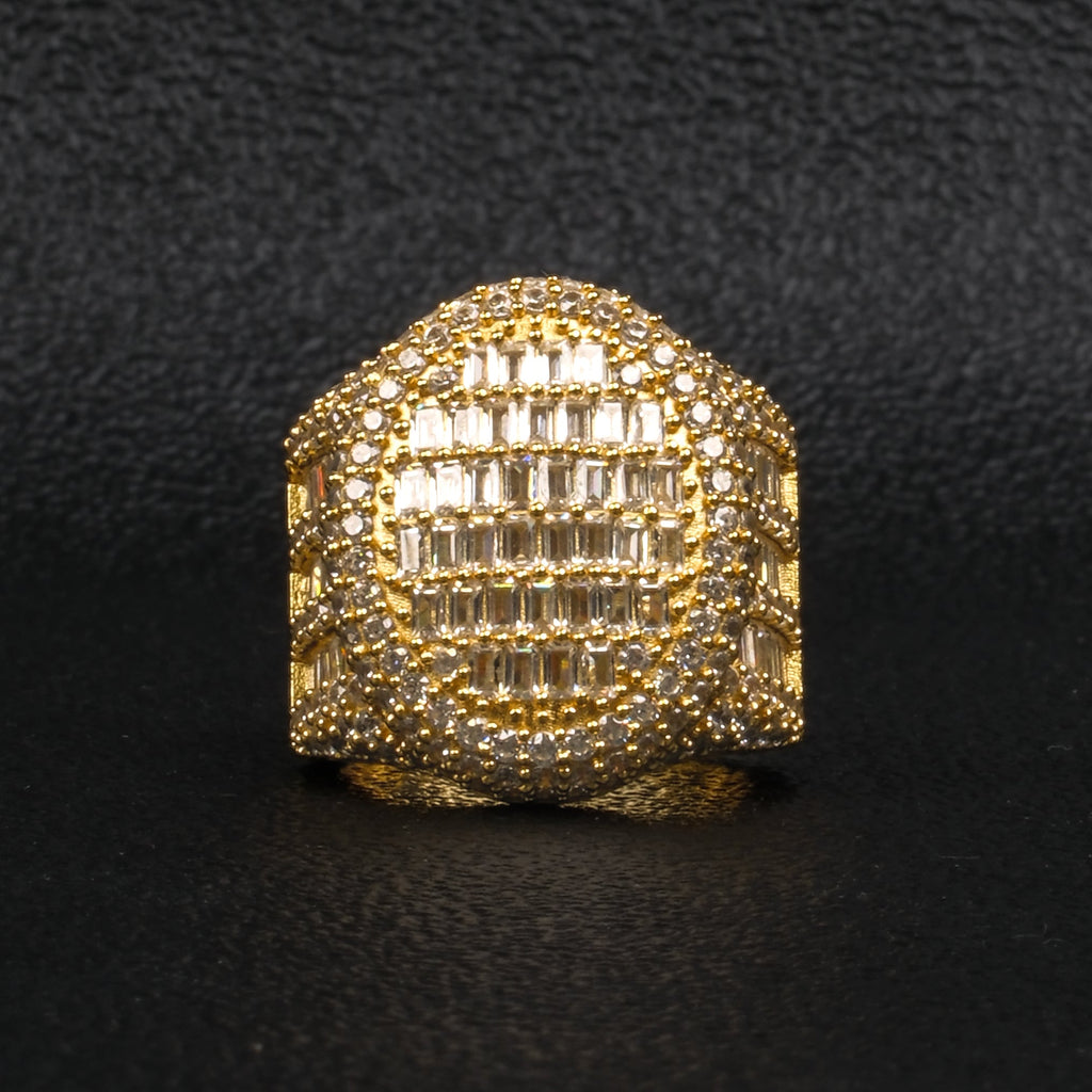 Moissanite step-cut square diamond round  ring