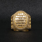 Moissanite step-cut square diamond round  ring
