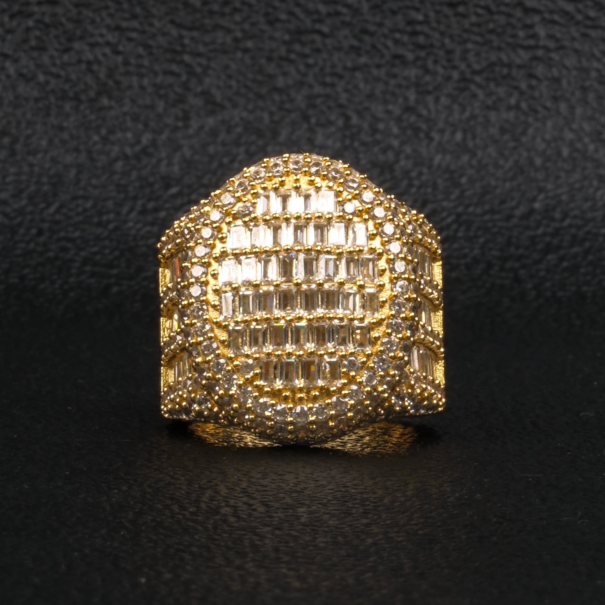Moissanite step-cut square diamond round  ring