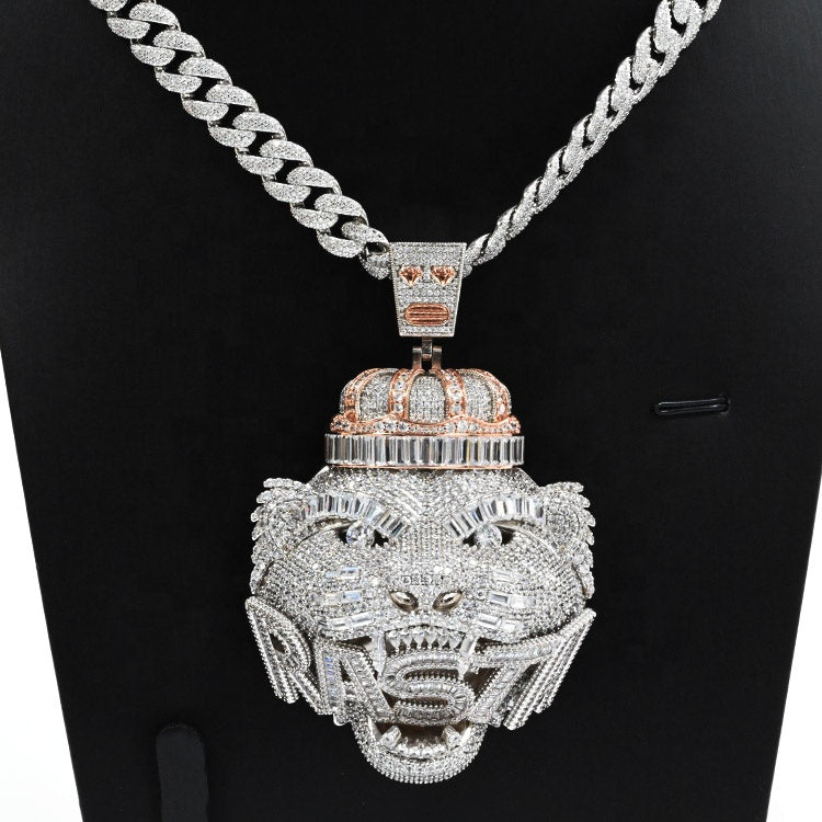 18k White Gold Plated | 925S | 3D Lion Head Pendant