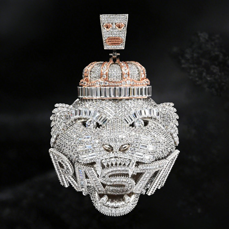 18k White Gold Plated | 925S | 3D Lion Head Pendant