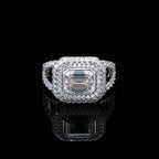 Baguette Cut Moissanite Platinum Pave Ring