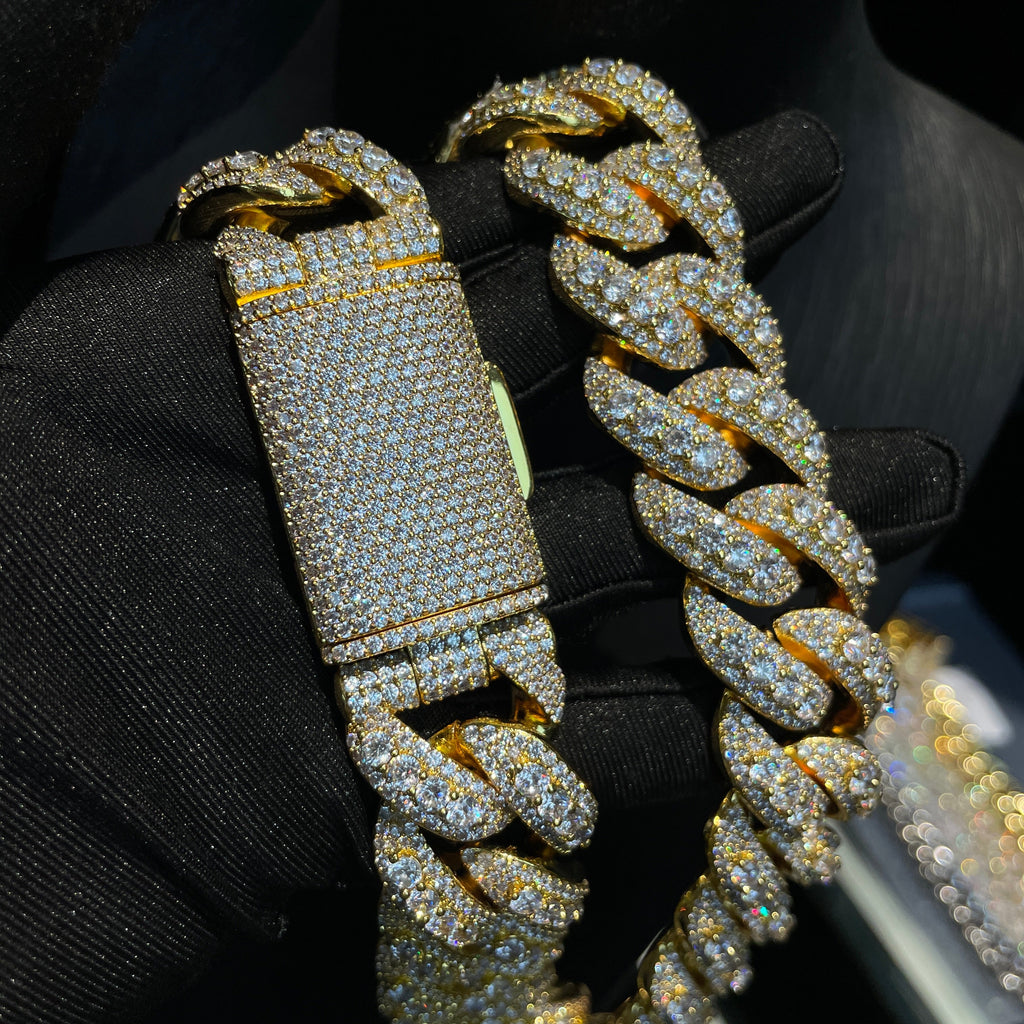 18mm/20mm/25mm Moissanite Hip-Hop Bubble Cuban Chain