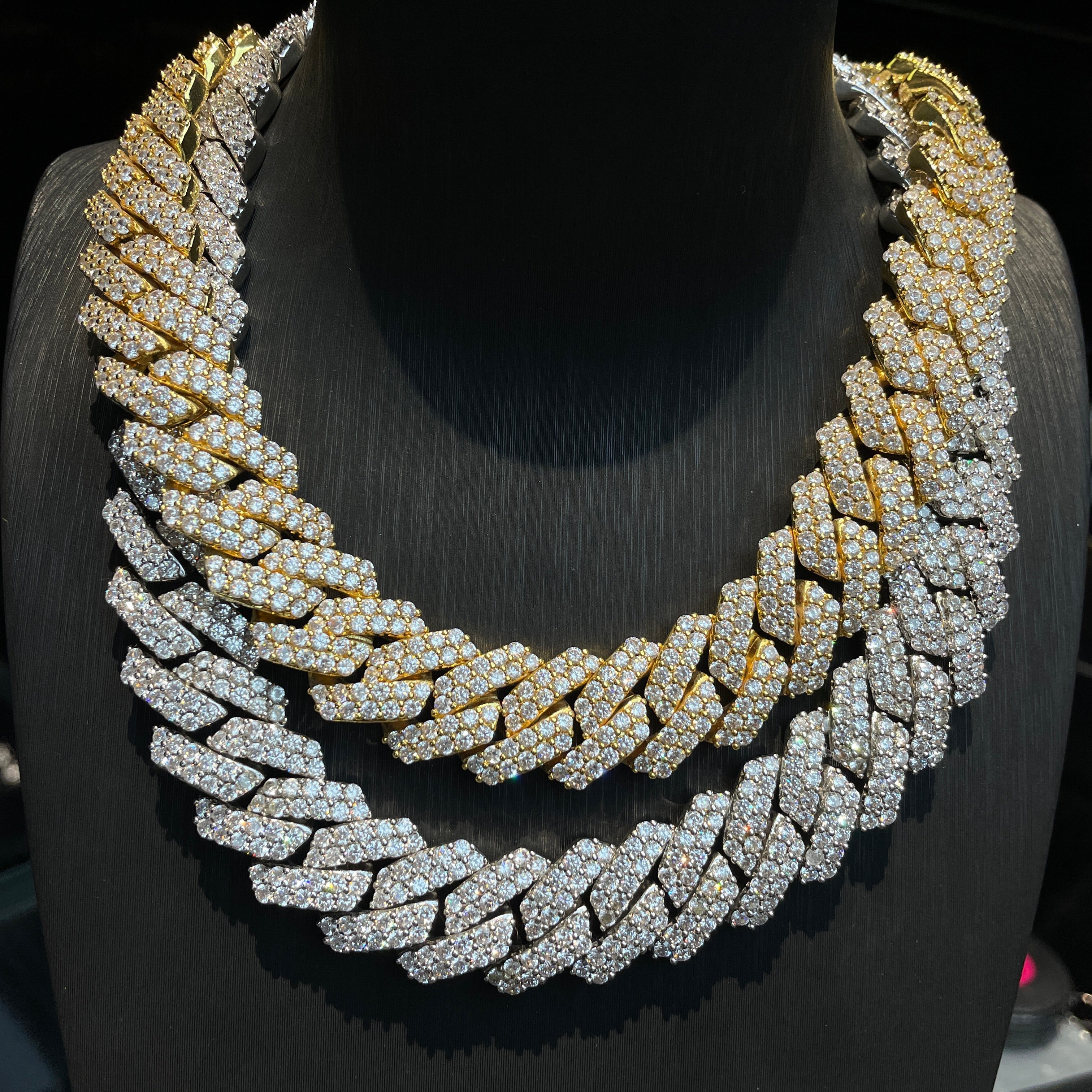 20mm Moissanite Hip Hop Two-Row Rhombus Cuban Chain